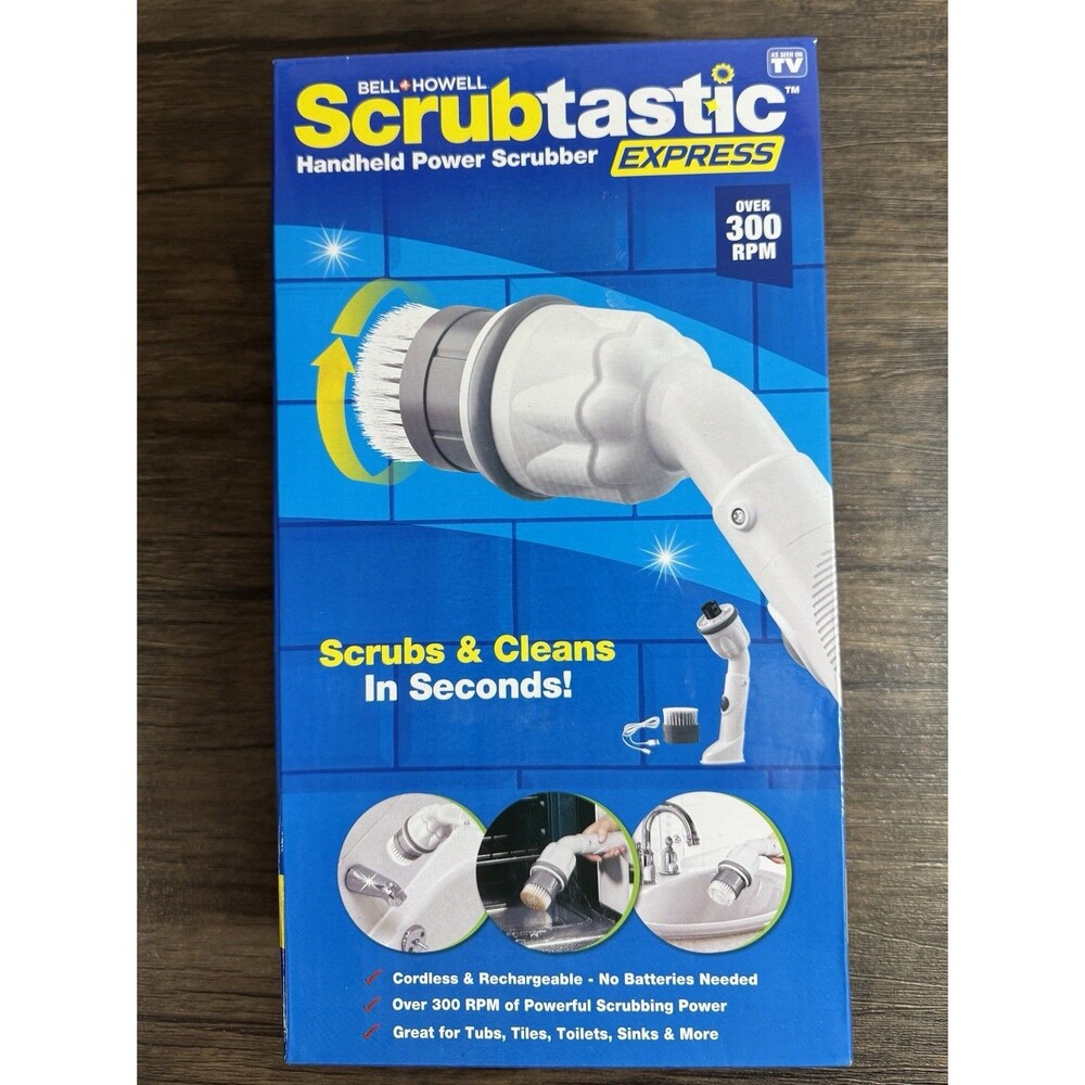 NEW Scrubtastic Express Bell Howell Handheld Power Scrubber Over 300 RPM